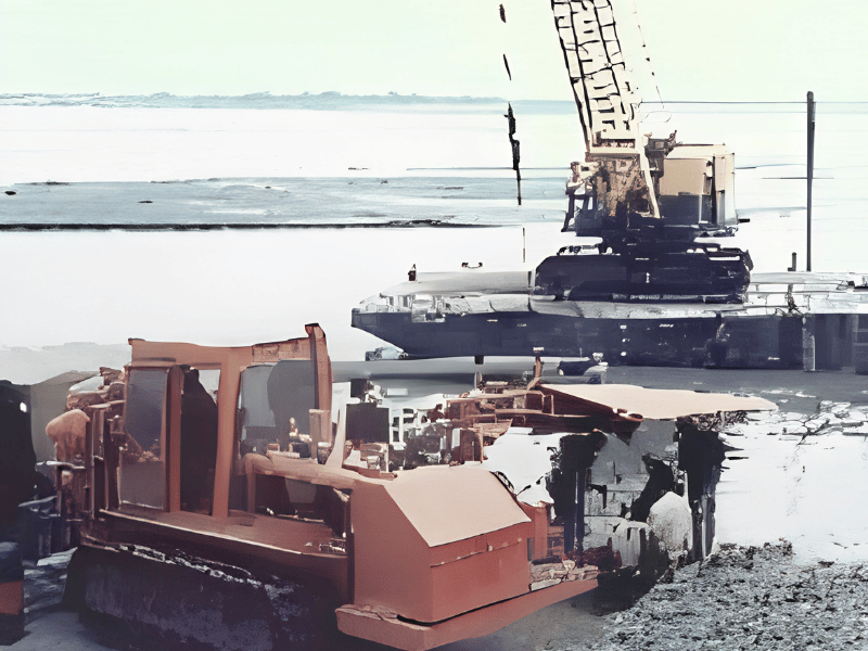 Heavy machinery on a pipeline construction site, archive photograph
