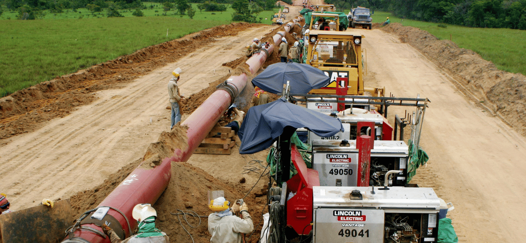 Pipe installed in a trench during pipeline maintenance
