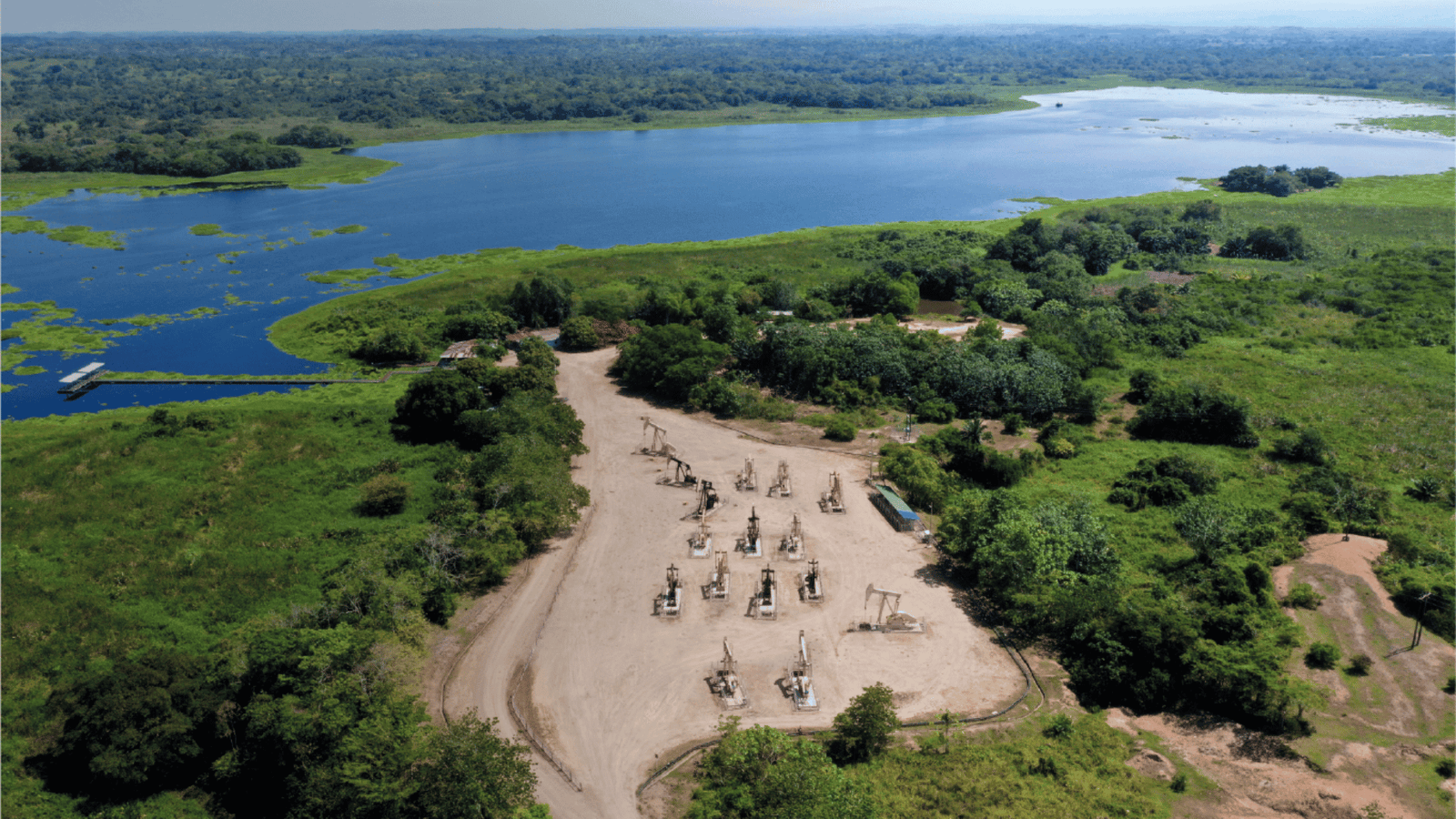 Aerial view of a river ecosystem near our operating areas