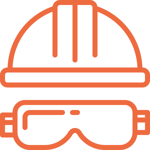 Safety helmet and goggles icon